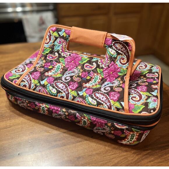 Rosen Blue QP801 Quilted Casserole Carrier Pink, Brown Paisley Thermal NWT NEW - Picture 1 of 11